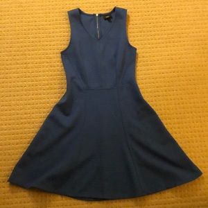 Textured Blue Skater Dress